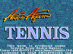 Andre Agassi Tennis title screen for Sega Master System
